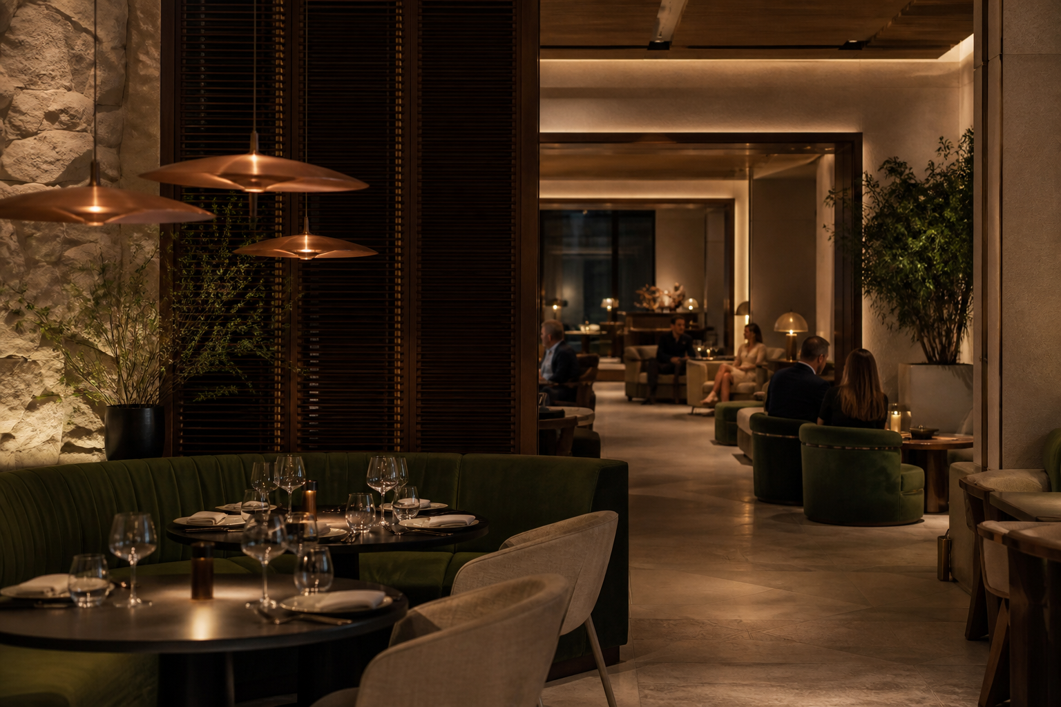 Warm signature restaurant and lounge